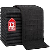 HOMERHYME Salon Towels, 12 Pack Black Hand Towels for Bathroom, 16 by 27 Inches Bulk Quick Dry Ab...