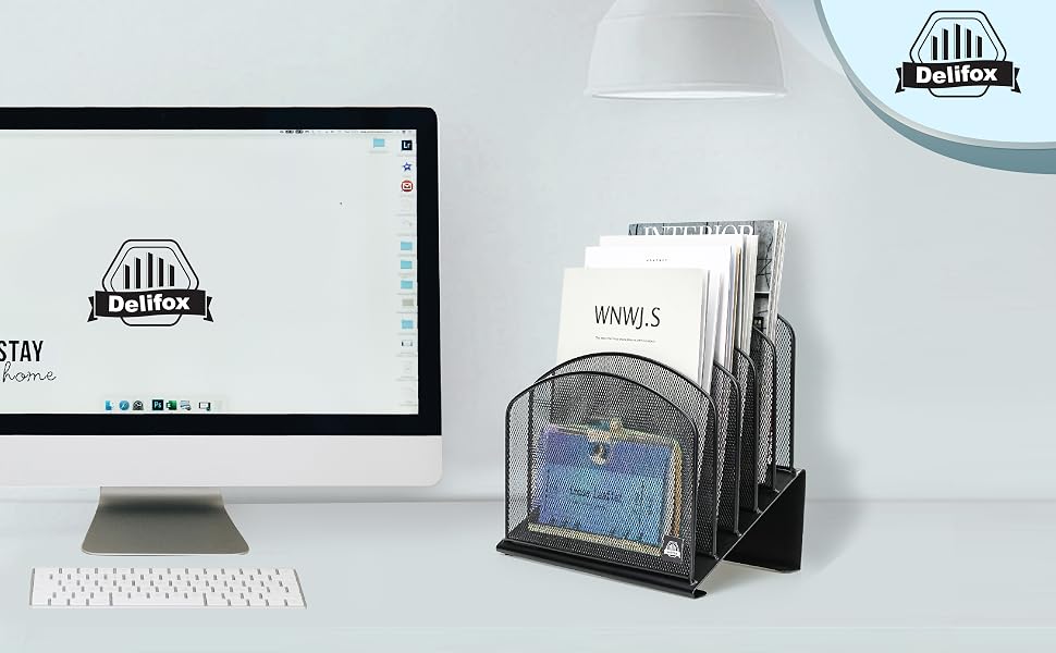 Inclined desk file organizer