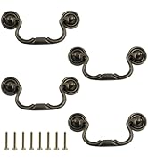 MY MIRONEY 4PCS Bail Drawer Pulls Hardware Zinc Alloy Cabinet Pulls Handles Antique Bronze Drop S...