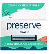 Preserve Shave 3 Razor Blade Refills - 3 Blade Razors for Women &amp; Men - Titanium-Covered Shaver C...