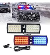 Xprite Red/Blue 2-in-1 Visor Strobe Lights Interior Windshield Emergency Warning Lights for Polic...