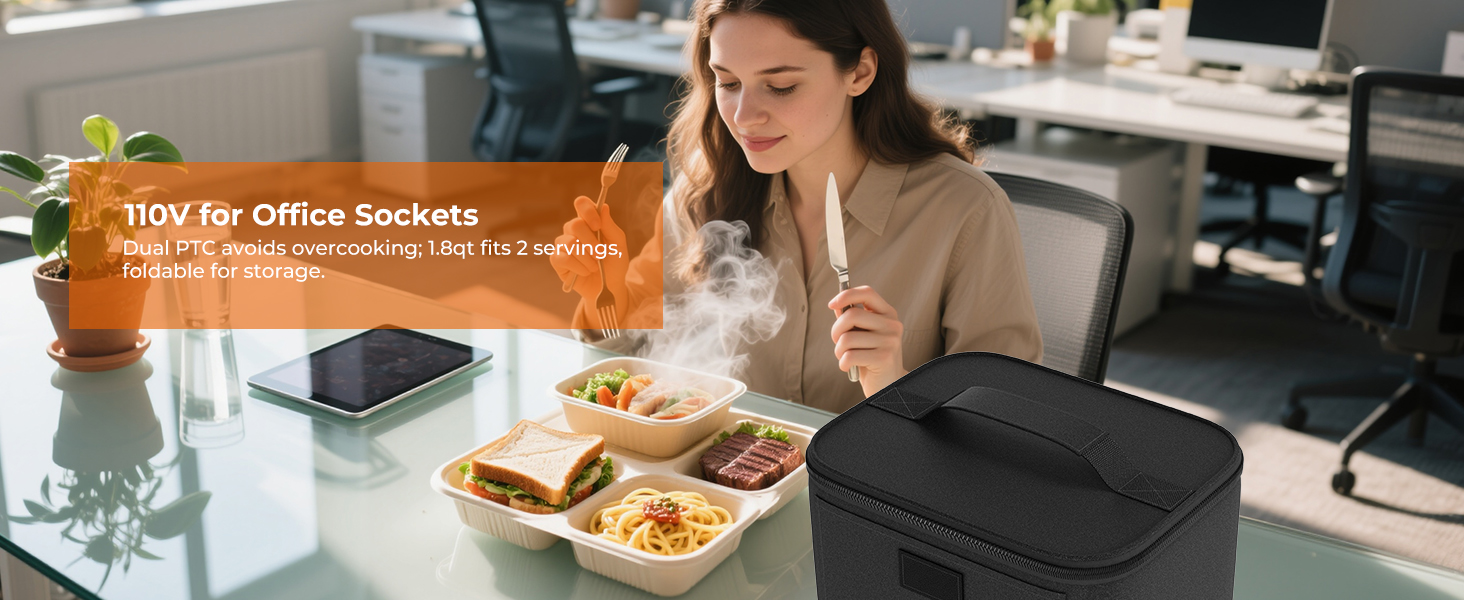 Electric Lunch Box Food Heater - 12V/24V/110V 3-in-1 Portable Oven Car Food Warmer