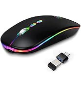 LED Wireless Mouse, Slim Rechargeable Silent Bluetooth Mouse, Portable USB Optical 2.4G Wireless ...