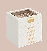 SONGMICS Jewelry Box with Glass Lid, 6-Layer Jewelry Organizer, 5 Drawers, for Big and Small Jewe...