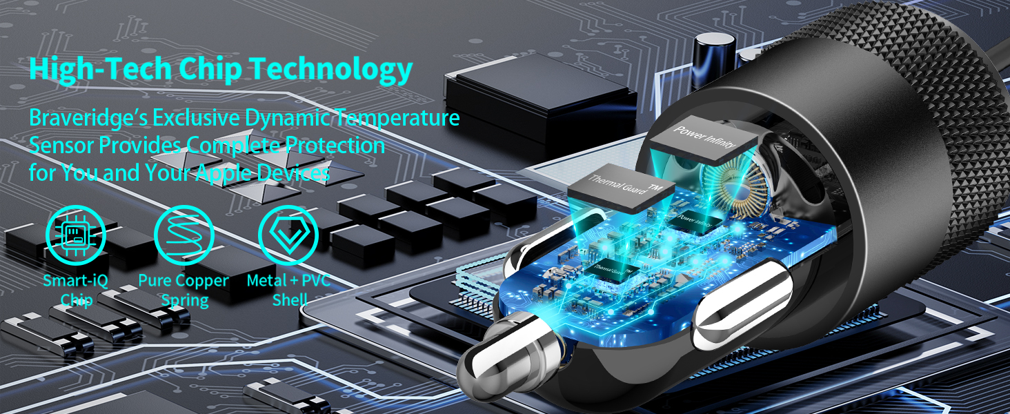 Apple MFi Certified 75W USB C PD&amp;QC Car Power Cigarette Lighter iPhone 16 Car Charger Fast Charging