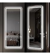 Hasipu Full Length Long Dressing Mirror with Lights, 44" x 16" LED Lighted , Light Up Full Body, ...