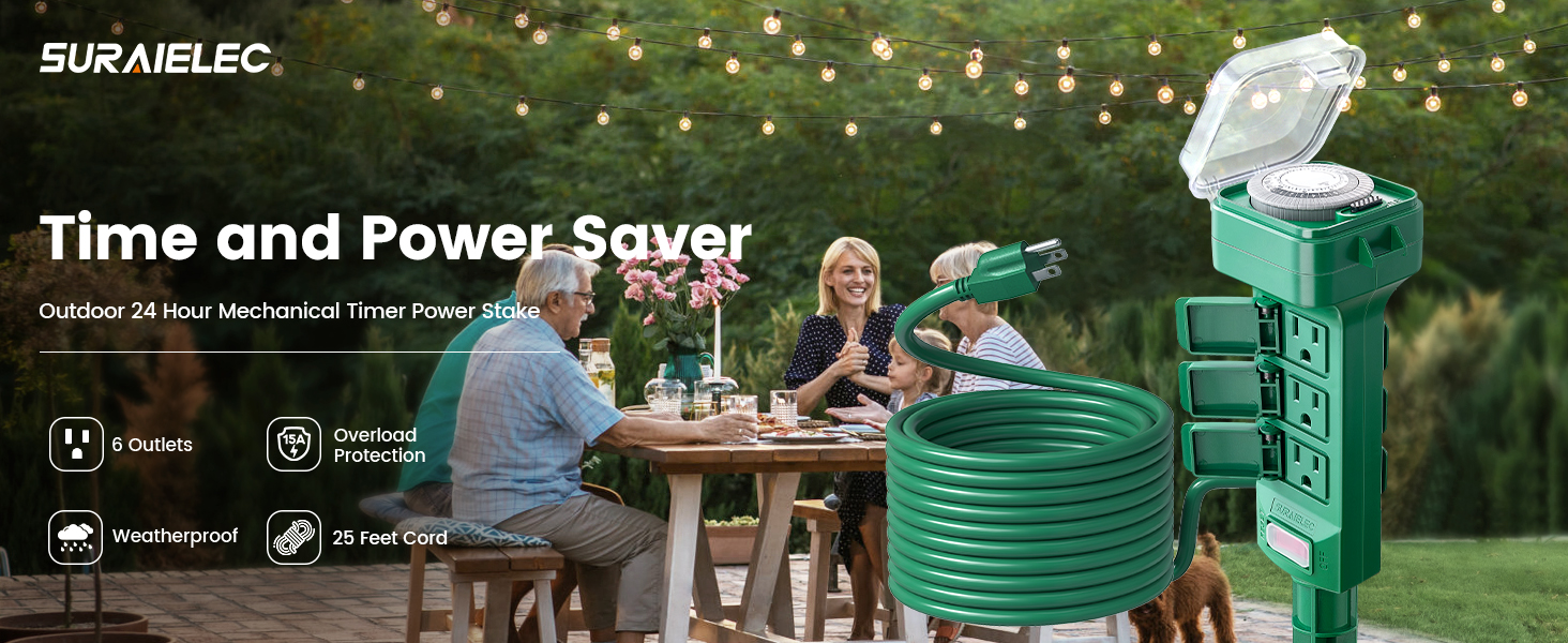 6 outlet outdoor power stake christmas extension cord outdoor