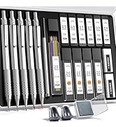 Four Candies Metal Mechanical Pencil Set, 3PCS Art Drafting Pencils 0.5, 0.7, 0.9MM &amp; 2PCS 2MM Me...