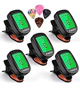 Clip On Guitar Tuner 5 Pack for All Instruments, Acoustic/Electric Guitar, Ukulele, Bass, Violin,...