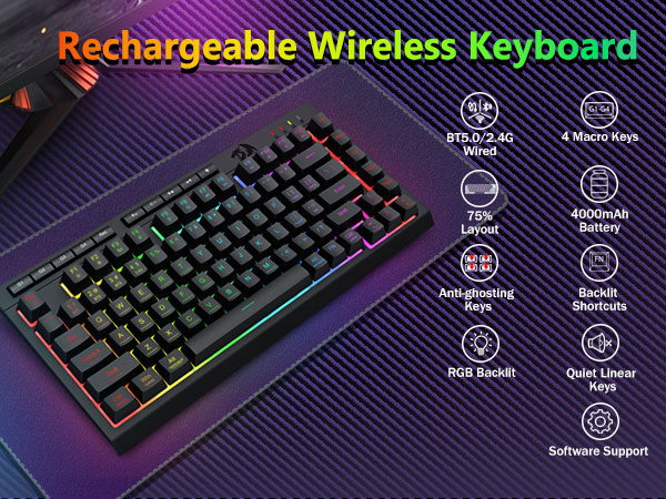 Rechargeable Wireless Keyboard