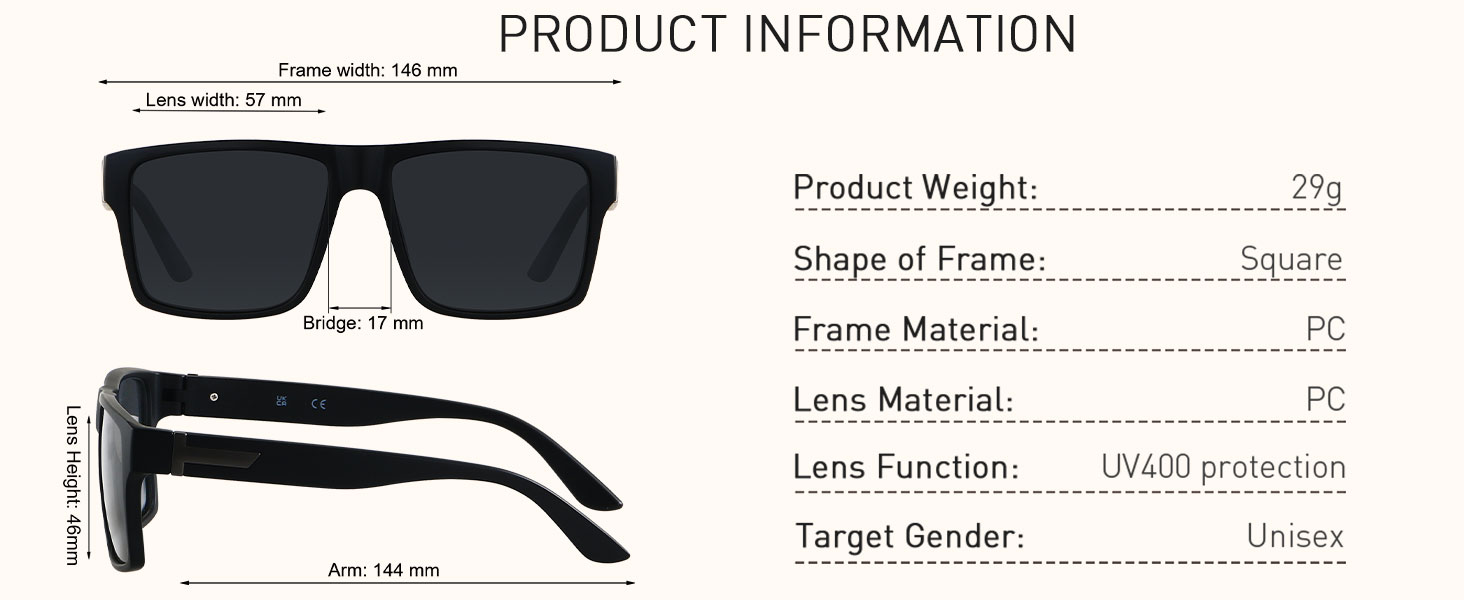 LYZOIT Square Sunglasses for Men Women Polarized Oversized Big UV Protection Rectangle Shades