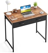 WOHOMO Small Computer Desk with Drawers, 31.5 Inch Rustic Vanity Desk with Storage, Home Office C...