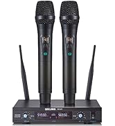 SIKUING Wireless Microphone System, Metal Dual Pro UHF Cordless Dynamic Mic, 2x30 Adjustable Freq...