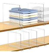 Aolloa 6 PCS Shelf Dividers for Closet Organization Acrylic Clear Closet Shelf Divider for Wooden...