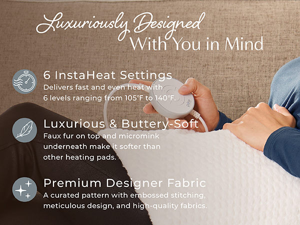 pure enrichment pure radiance premium designer fabric ergonomic controller long cord auto shut off