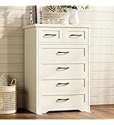 AODK Farmhouse Tall 6 Drawer Dresser for Bedroom, 5-Tier Vertical Storage Chest with Mixed Drawer...
