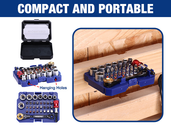 WORKPRO 34-piece 1/4" Mini Ratchet Wrench and Socket Bit Set