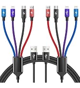 Firsting Multi Charging Cable [2Pack 5FT],Nylon Dual IP 4 in 1 Charging Cable, Multiple Charger C...