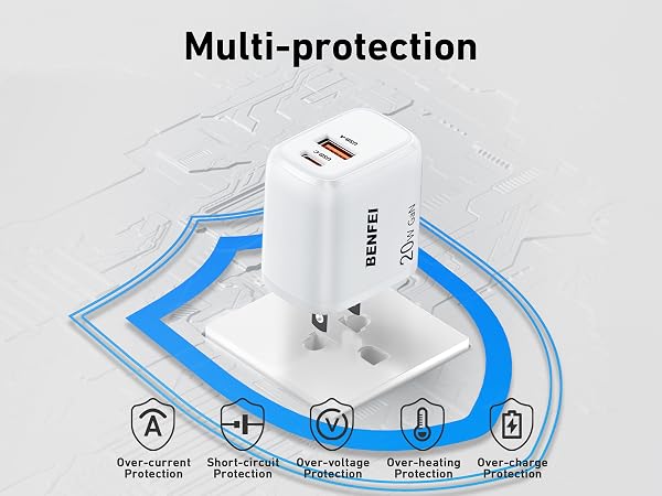 Multi-protection including: over current, short circuit, over voltage, over heating, over charge