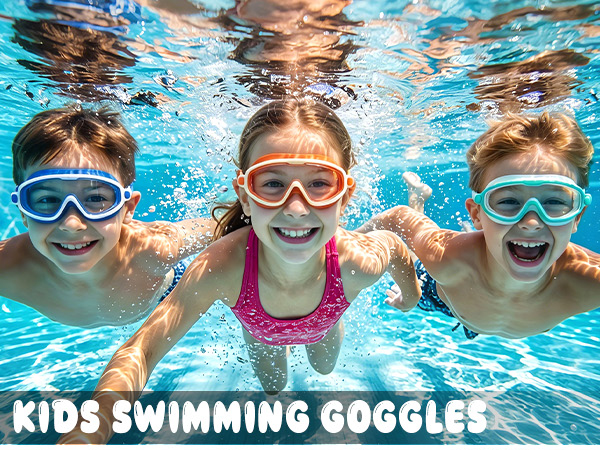 Swim Goggles 2 Pack Anti-Fog Wide View Swimming Goggles for kids 3-15 Youth Boys Girls