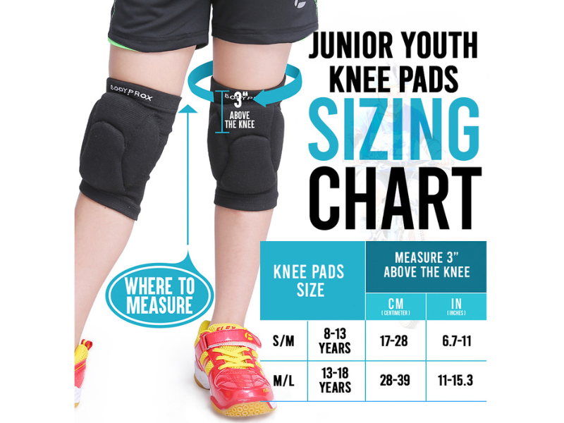 Bodyprox Junior Knee Pads Size Chart