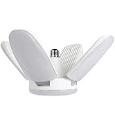 FOROUREYES 60W E27 E26 LED Bulb 120V Foldable Fan Blade Angle Adjustable Cold White 6500K No Flic...