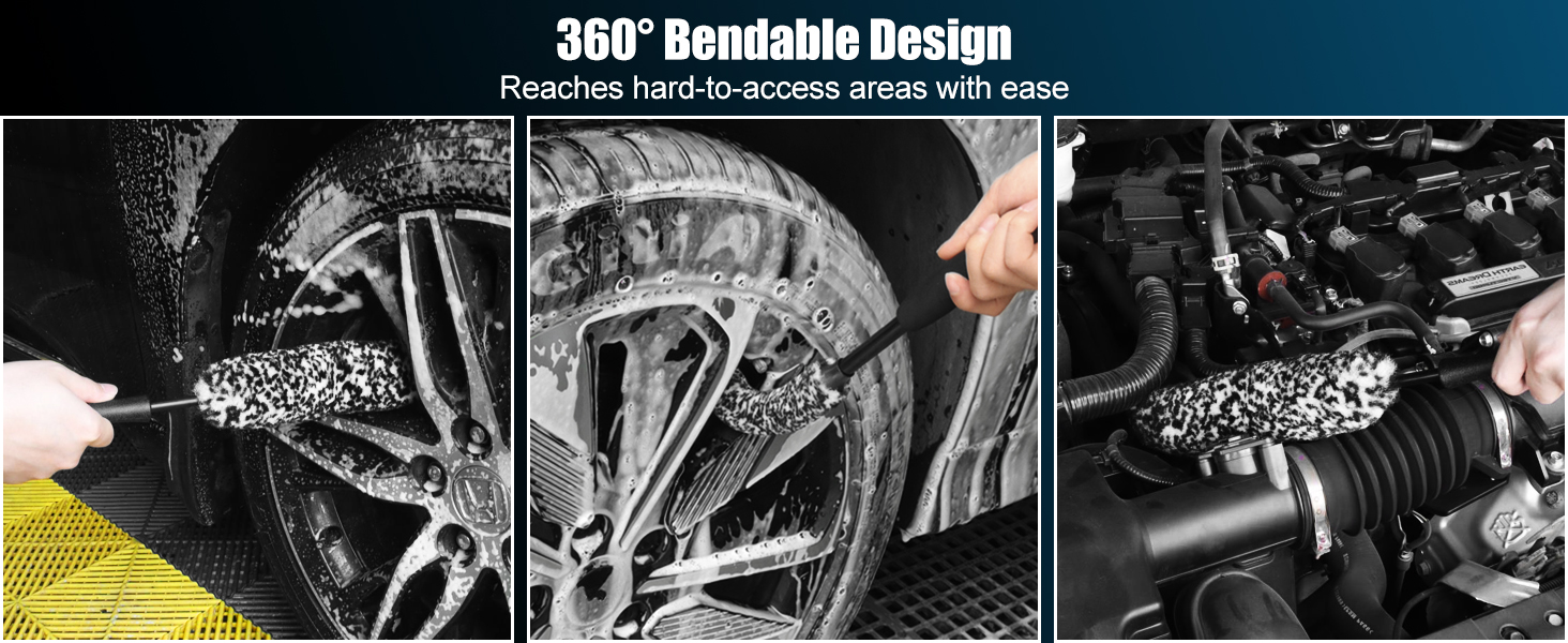 rim cleaning brush tire dressing brush car wheel cleaning brush wheel cleaner brush kit