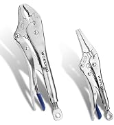 WORKPRO 2-Piece Locking Pliers Set, 6.5 Inch Long Nose &amp; 10 Inch Curved Jaw, CR-MO Steel Construc...