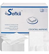 Sofkii 400 Count White Cocktail Napkins, 4.75x4.75 Inch 2-Ply Disposable Paper Napkins, Bulk Beve...