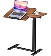 DUMOS Overbed Bedside Table Adjustable with Wheels, Mobile Standing Stand Up Rolling Laptop PC De...