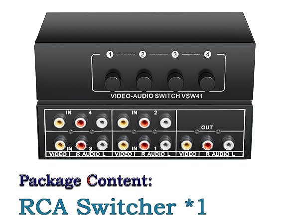 4 in 1 Out R/L RCA Stereo Audio Video Switch Manual Switching audio visual rca composite switcher