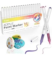 Xipan Acrylic Paint Markers Brush Tip 18 Colors, Water-Based No-Bleed Markers with Automatic Ink ...