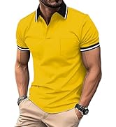 ZITY Mens Polo Shirts Casual Short Sleeve Athletic T-Shirts Classic Contrast Collar Shirt with Po...
