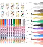 12 Colors Nail Art Pens Set, 2026 New 3D Nail Polish Pens, Paint Nail Drawing Liner Graffiti Dott...
