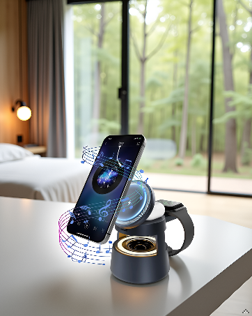 magnetic charger with bluetooth speaker