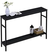Timberer Narrow Console Table, 47 Inch Sofa Table with Adjustable Shelf, 2-Tier Long Skinny Table...