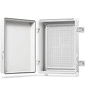 QILIPSU Hinged Cover Stainless Steel Latch 370x270x150mm Junction Box with Mounting Plate, ABS Pl...