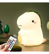 KinYiLO Dinosaur Kids Night Light, 16 Colors Silicone Nursery Touch Lamp, 3 Level Dimmable Squish...