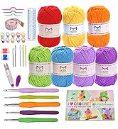 Mira Handcrafts Rainbow Acrylic Yarn with Full Crochet Kit, Paperback Project Book and 8 E-Books ...
