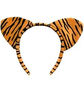Tedercle Tiger Ears Headband Costume Accessory – Orange and Black Striped Tiger Ears for Hallowee...