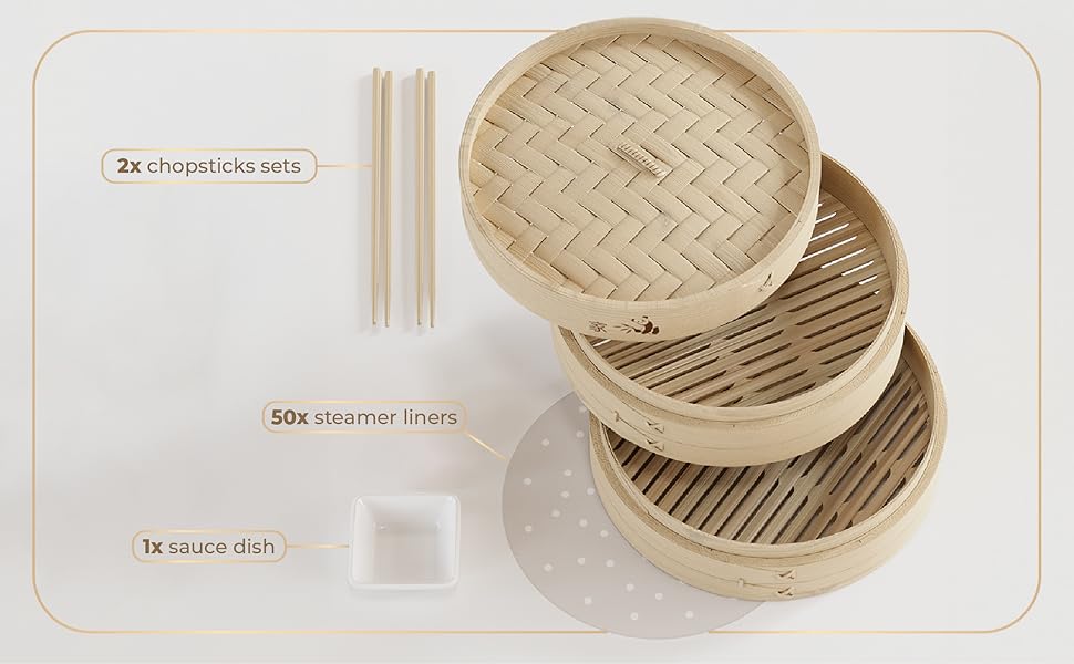 2x chopstick sets, 50x Liners, 1x sauce dish