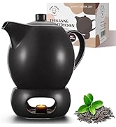 Happy Lemuro Ceramic Teapot with Strainer and Warmer 40 oz Large Tea Pot with Infuser for Loose Tea