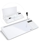 Varhomax Glass Desk Whiteboard with Calculator, Desktop Dry Erase White Board with Storage, to Do...