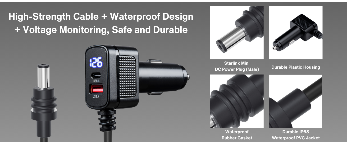 this Starlink Mini charging cable is designed to withstand extreme temperatures