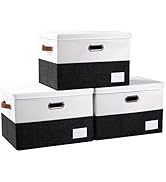 PRANDOM Foldable Storage Bins with Lids [3-Pack] Fabric Collapsible Storage Boxes Baskets Cubes C...