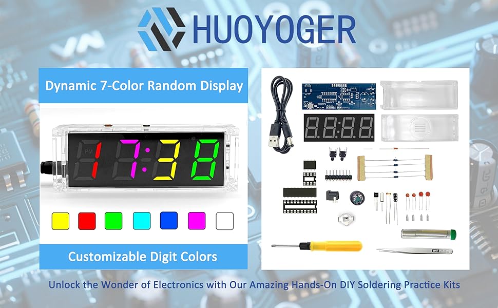 HUOYOGER Digital Clock DIY Soldering Practice Kit
