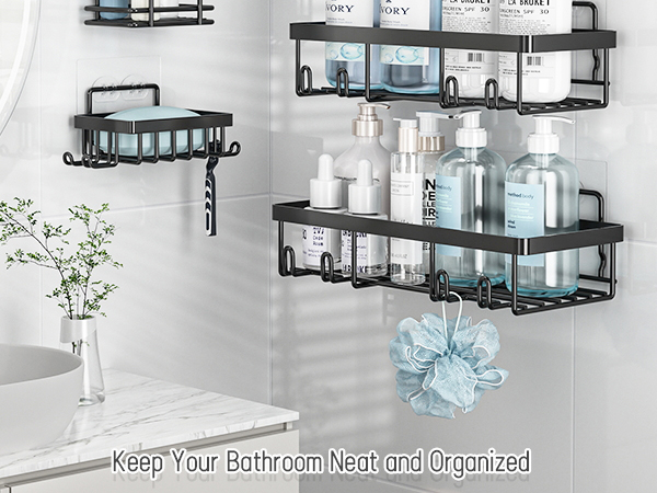 black shower caddy