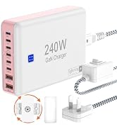 Charging Station for Multiple Devices 240W, 8 Ports USB C Power Hub for Laptops/Tablets/Phones, C...