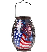 MUMTOP Solar Lantern Outdoor Waterproof, American Flag Solar Lanterns Lights Hanging Yard Decorat...