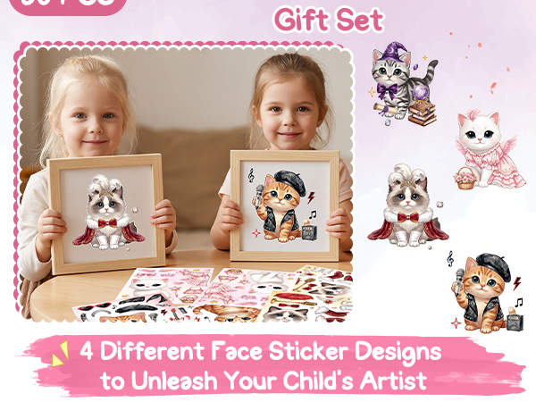 Dress Up Kitten Sticker for Girls
